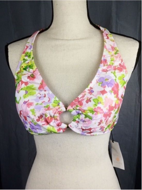 Shade & Shore Other - Shade & Shore Women's Halter Bikini Top Large White Pink Floral